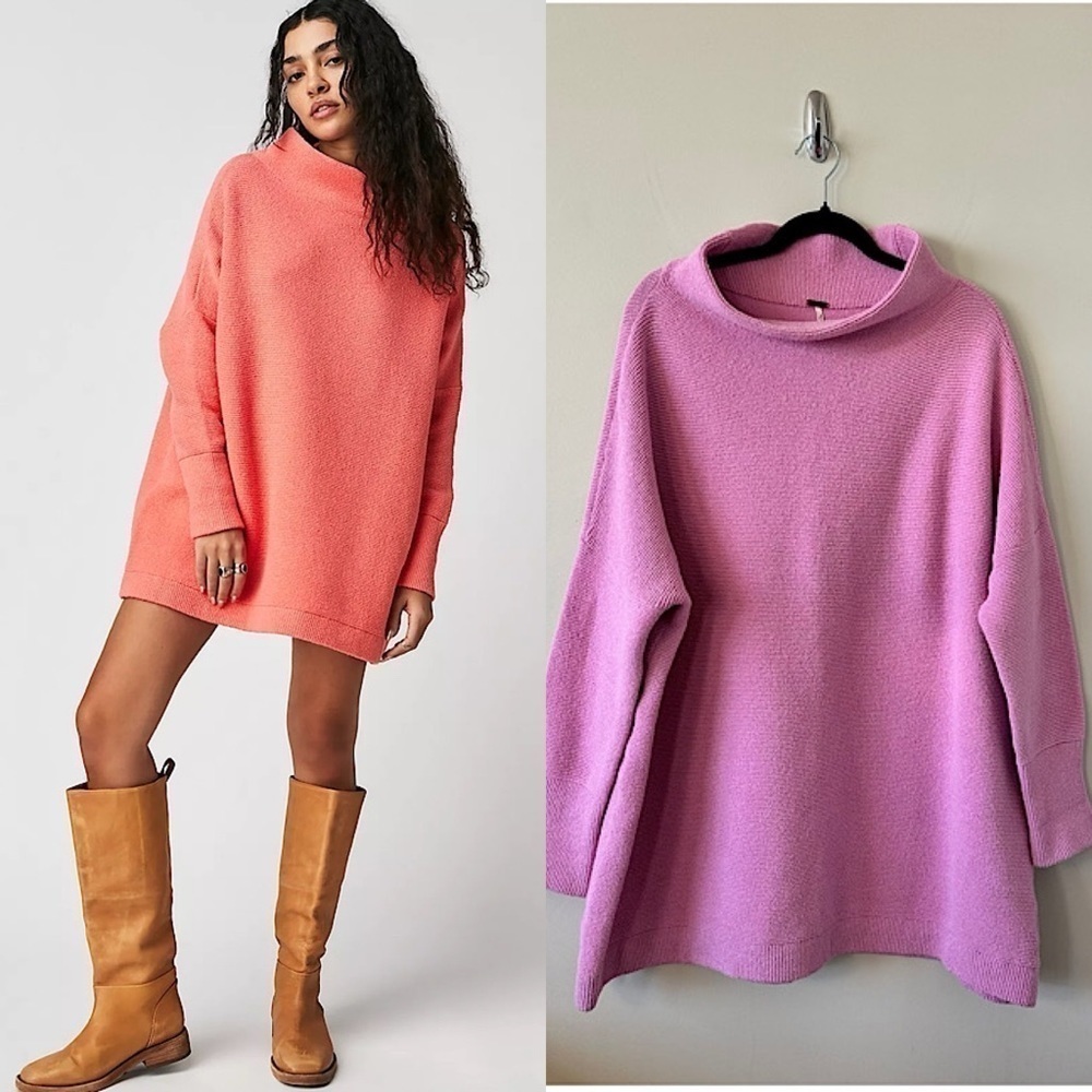 Free People-Ottoman Slouchy Tunic Bubble Gum Pink (Size:Large)